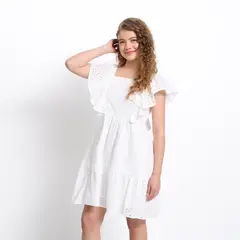 ELV - Vestido para Niña con Ojalillo de Algodón
