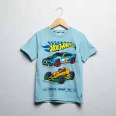 HOT WHEELS - Camiseta Para Niño con Estampado Manga corta de Algodón