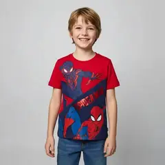 SPIDERMAN - Camiseta Para Niño con Estampado Manga corta de Algodón