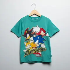SONIC - Camiseta Para Niño con Estampado Manga corta de Algodón