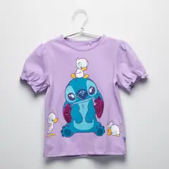 LILO & STITCH - Camiseta Para Niña con Estampado Manga corta de Algodón