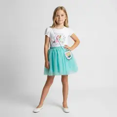 PRINCESS - Vestido para Niña con Estampado Tutu Manga corta de Algodón