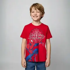 SPIDERMAN - Camiseta Para Niño con Estampado Manga corta de Algodón