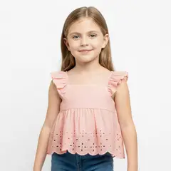 CONIGLIO - Blusa para Niña con Ojalillo de Algodón