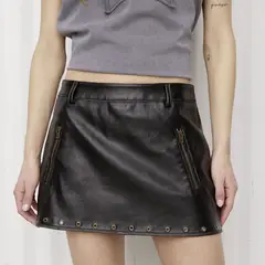 DENIMLAB - Falda Mini Mujer Efecto cuero