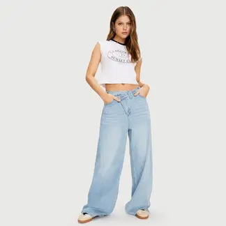 SYBILLA - Jean Wide leg Mujer Tiro medio