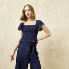 BASEMENT - Blusa Mujer Manga corta de Lino