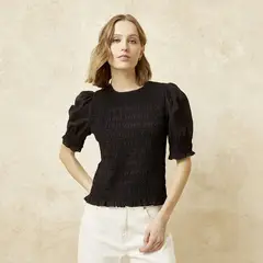 BASEMENT - Blusa Mujer Manga corta globo de Algodón