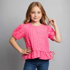 BARBIE - Camiseta Para Niña Textura Manga corta