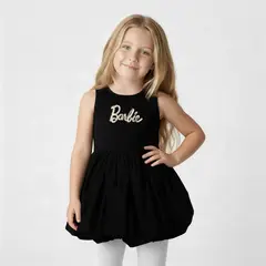 BARBIE - Vestido Para Niña con Logo de Algodón