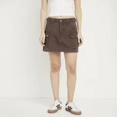 SYBILLA - Falda de jean Mini Mujer Cargo de Algodón