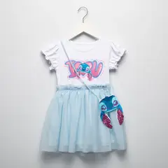 LILO & STITCH - Vestido para Niña con Estampado Tutu Manga corta de Algodón