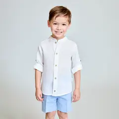 MARTIN ARANDA - Sets Camisa manga larga con cuello mao + bermuda de Lino para Bebé niño en Lino