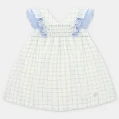 MARTIN ARANDA - Vestido para Bebé niña de Cuadros Print Manga corta de Algodón