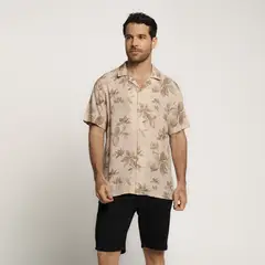 BASEMENT - Camisa Hombre con Estampado Manga corta Regular fit
