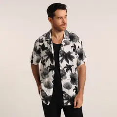 BASEMENT - Camisa Hombre con Estampado Manga corta Regular fit