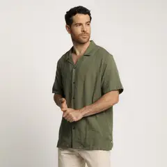 BASEMENT - Camisa Hombre Tejido Manga corta de Algodón