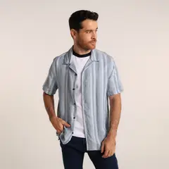 BASEMENT - Camisa Hombre Tejido Manga corta de Algodón