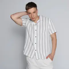 BASEMENT - Camisa Hombre Tejido Manga corta de Algodón