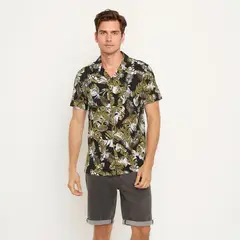 NEWPORT - Camisa Hombre con Estampado Manga corta Slim fit de Algodón