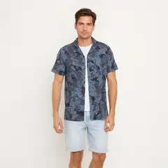 NEWPORT - Camisa Hombre con Estampado Manga corta Slim fit de Algodón