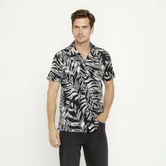 NEWPORT - Camisa Hombre con Estampado Manga corta Slim fit de Algodón