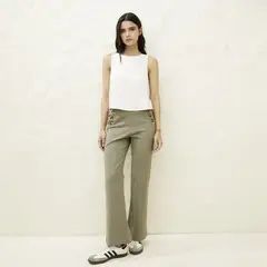 BASEMENT - Pantalón Wide Leg Mujer De Algodón
