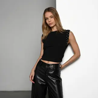 DENIMLAB - Camiseta Mujer Tachas Sin mangas