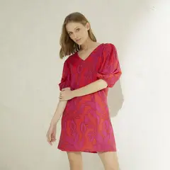 BASEMENT - Vestido Corto Casual con Estampado para Mujer de Algodón