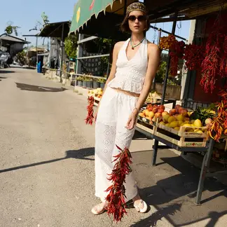 SYBILLA - Pantalón Recto Mujer Tiro Alto