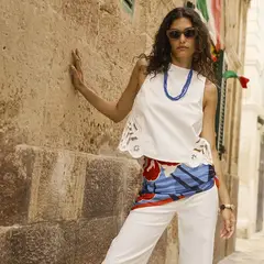 BASEMENT - Blusa Mujer Sin mangas de Algodón