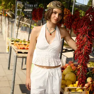 SYBILLA - Blusa Mujer Ojalillo Sin Mangas