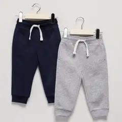 YAMP - Jogger Cintura elásticada para Bebé niño Pack de 2 unidades Liso de Algodón