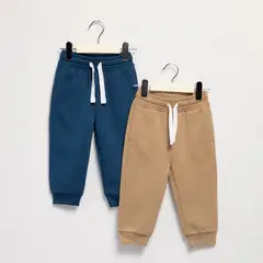 YAMP - Jogger Cintura elásticada para Bebé niño Pack de 2 unidades Liso de Algodón