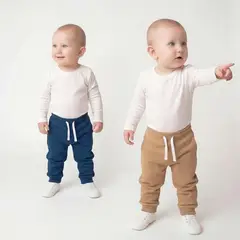 YAMP - Jogger Cintura elásticada para Bebé niño Pack de 2 unidades Liso de Algodón