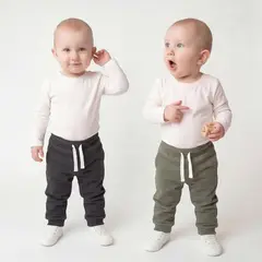 YAMP - Jogger Cintura elásticada para Bebé niño Pack de 2 unidades Liso de Algodón
