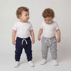 YAMP - Jogger Cintura elásticada para Bebé niño Pack de 2 unidades Liso de Algodón