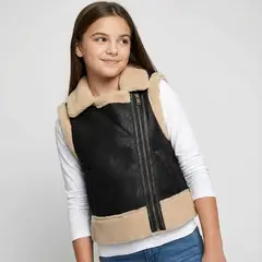 ELV - Chaleco para Niña Efecto cuero