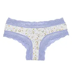 SYBILLA - Panti Clásicos Con Encaje de Algodón para Mujer