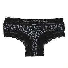 SYBILLA - Panti Clásicos Con Encaje de Algodón para Mujer