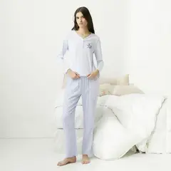 SYBILLA - Pijama completa con pantalón para Mujer Manga larga de Algodón