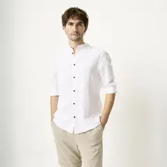 BASEMENT - Camisa Hombre de Rayas Manga Larga