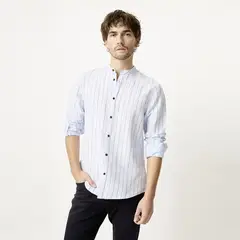 BASEMENT - Camisa Hombre de Rayas Manga Larga