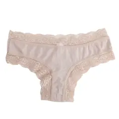SYBILLA - Panti Clásico Con Encaje de Algodón para Mujer