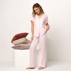 SYBILLA - Pijama completa con pantalón para Mujer Manga corta de Rayas