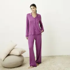 BLU - Pijama completa con pantalón para Mujer Manga larga