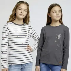 ELV - Camiseta para Niña Pack de 2 unidades de Algodón