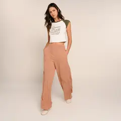 DOO AUSTRALIA - Pantalón Wide leg Mujer Tiro medio