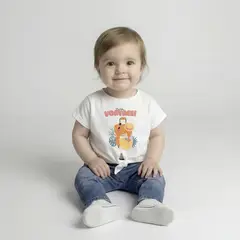 YAMP - Camiseta para Bebé niña con Estampado Manga corta de Algodón