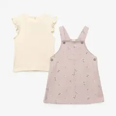 YAMP - Sets Jardinera + Camiseta manga corta para Bebé niña en Algodón